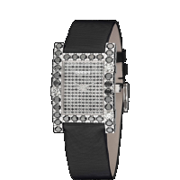 damiani black diamond satin strap watch