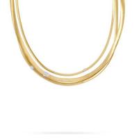 marco bicego masai three strand diamond necklace in yellow gold