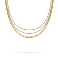 marco bicego masai three strand wide necklace in yellow, white, & rose gold