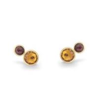 Marco Bicego Jaipur Two Stone Stud with Citrine and Pink Tourmaline