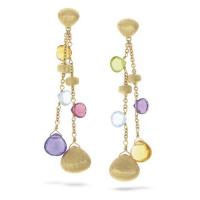 Marco Bicego Paradise Mixed Stone and Gold Tear Drop Double Drop Earrings