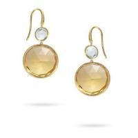 marco bicego jaipur yellow citrine & blue topaz double drop french wire earrings