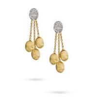 marco bicego siviglia gold & diamond pave three strand earrings