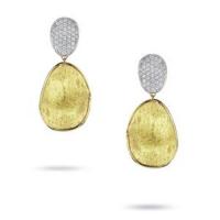 Marco Bicego Lunaria Gold & Diamond Pave Small Double Drop Earrings