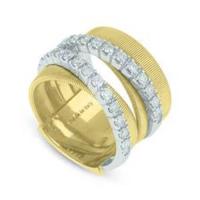 marco bicego masai five row crossover ring with diamonds in yellow gold