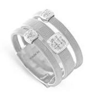 Marco Bicego Masai Three Strand Ring with Diamonds in White Gold