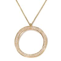 ippolita	large wavy circle pendant necklace in 18k gold with diamonds