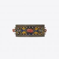 saint laurent marrakech cuff bracelet in tin, brass, coral and yellow enamel