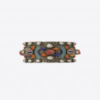 saint laurent marrakech cuff bracelet in tin, brass, coral and blue enamel