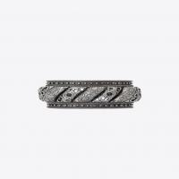 saint laurent marrakech cuff bracelet in silver-toned tin and black agate