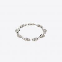 saint laurent oversized smoking tennis bracelet in silver-tone metal with white crystals