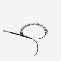 saint laurent chaÎnes knotted curb chain bracelet in silver-tone metal and black leather
