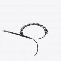 saint laurent chaÃŽnes knotted curb chain bracelet in blackened metal and black leather