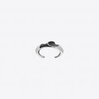 saint laurent minimaliste cuff bracelet in silver-tone metal and black leather