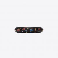 saint laurent eighties cuff bracelet in black resin with blue, red and white crystals