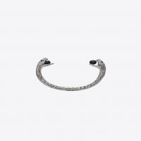 saint laurent snake bracelet in silver metal with black glass beads.