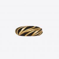 saint laurent zebra-patterned cuff bracelet in brown and gold wood