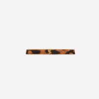 saint laurent narrow animal bracelet in gold metal and leopard-look calfskin