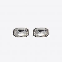 saint laurent square smoking earrings in silver-tone metal with white crystals