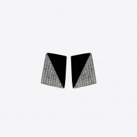 saint laurent smoking faceted earrings in black resin and white crystals