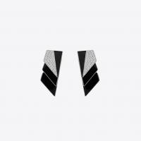 saint laurent smoking earrings in silver-tone metal with black resin and white crystals