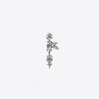saint laurent smoking long earrings in silver-toned brass and white crystals