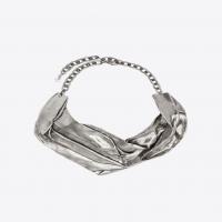 saint laurent drapee bib necklace in silver-tone metal