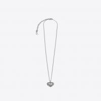 saint laurent charms heart necklace in silver-toned brass