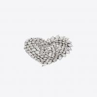saint laurent smoking heart brooch in silver brass and clear crystal