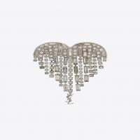 saint laurent smoking shooting heart brooch in brass and white crystals