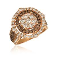 le vian 14k strawberry gold® ring with nude diamonds™ 1  3/4 cts., chocolate diamonds® 7/8 cts.