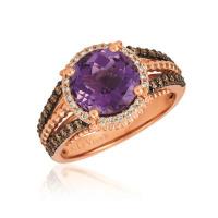 le vian 14k strawberry gold® grape amethyst™ 2  1/2 cts. ring with chocolate diamonds® 1/3 cts., vanilla diamonds® 1/10 cts.
