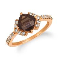 le vian 14k strawberry gold® chocolate quartz® 1  1/3 cts. ring with nude diamonds™ 3/8 cts.