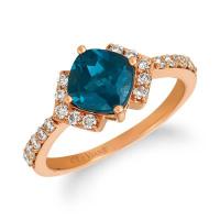 le vian 14k strawberry gold® deep sea blue topaz™ 1  7/8 cts. ring with nude diamonds™ 3/8 cts.