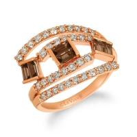 le vian 14k strawberry gold® chocolate quartz® 1/2 cts. ring with nude diamonds™ 3/4 cts.