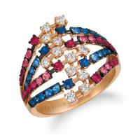 le vian 14k strawberry gold® blueberry sapphire™ 1/2 cts., passion ruby™ 1/2 cts. ring with vanilla diamonds® 3/8 cts.