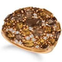 le vian 14k strawberry goldÂ® chocolate quartzÂ® 2  1/5 cts., caramel quartzâ„¢ 2  1/4 cts. ring with nude diamondsâ„¢ 1/4 cts., chocolate diamondsÂ® 1/15 cts.
