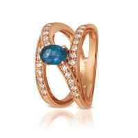 le vian 14k strawberry gold® deep sea blue topaz™ 3/4 cts. ring with nude diamonds™ 3/8 cts.