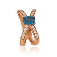 le vian 14k strawberry gold® deep sea blue topaz™ 7/8 cts. ring with nude diamonds™ 1/3 cts.