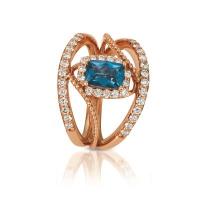le vian 14k strawberry gold® deep sea blue topaz™ 7/8 cts. ring with nude diamonds™ 5/8 cts.