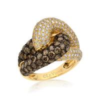 le vian 14k honey gold™ ring with chocolate diamonds® 3  1/4 cts., vanilla diamonds® 1  1/5 cts.