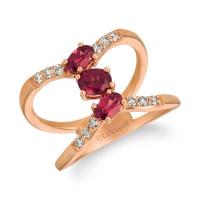 le vian 14k strawberry gold® raspberry rhodolite® 7/8 cts. ring with nude diamonds™ 1/5 cts.