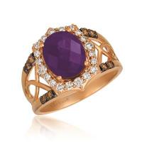 le vian 14k strawberry gold® grape amethyst™ 2 cts. ring with nude diamonds™ 1/2 cts., chocolate diamonds® 1/8 cts.