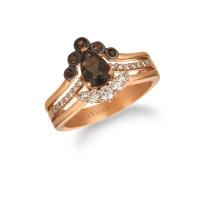 le vian 14k strawberry goldÂ® chocolate quartzÂ® 5/8 cts. ring with nude diamondsâ„¢ 1/3 cts.
