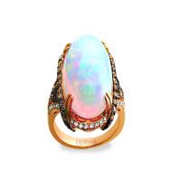 le vian 14k strawberry gold® neopolitan opal™ 6  1/2 cts. ring with chocolate diamonds® 1/2 cts., vanilla diamonds® 1/4 cts.