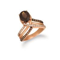 le vian 14k strawberry gold® chocolate quartz® 2 cts. ring with nude diamonds™ 1/3 cts., chocolate diamonds® 1/3 cts.