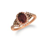 le vian 14k strawberry gold® raspberry rhodolite® 1  1/3 cts. ring with nude diamonds™ 1/3 cts., chocolate diamonds® 1/8 cts.