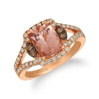 le vian 14k strawberry gold® peach morganite™ 1  1/2 cts. ring with chocolate diamonds® 1/10 cts., nude diamonds™ 1/2 cts.