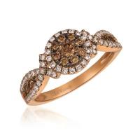 le vian 14k strawberry gold® ring with chocolate diamonds® 5/8 cts., vanilla diamonds® 1/10 cts.