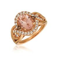 le vian 14k strawberry gold® peach morganite™ 1  3/4 cts. ring with chocolate diamonds® 1/20 cts., nude diamonds™ 1/2 cts.